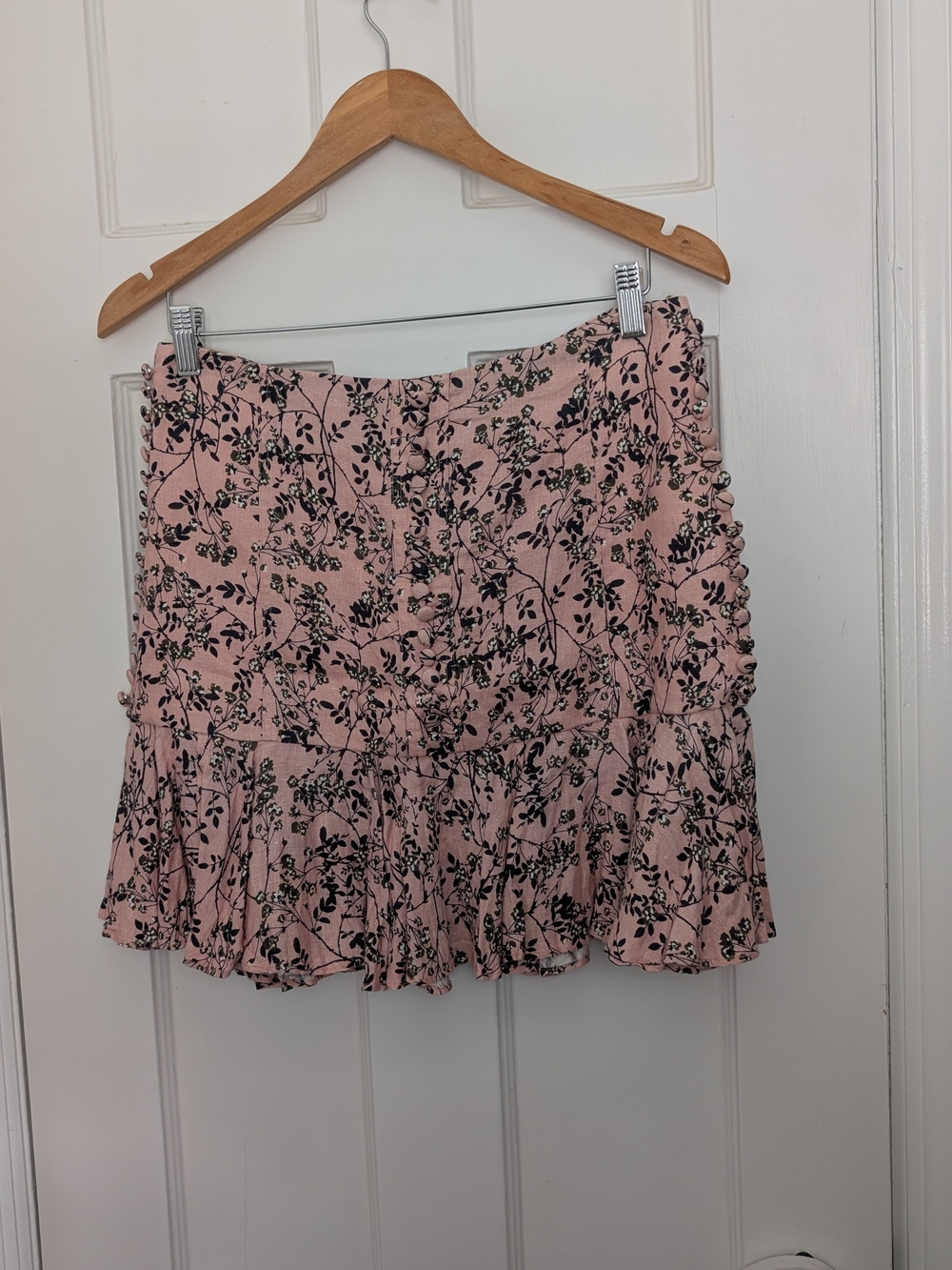 Floral Pink Ruffle Mini Skirt